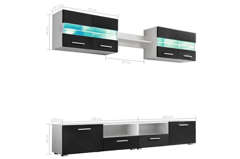 Tessitore TV-möbelset LED-belysning 5 Delar - Svart - Möbler - Vardagsrum - Tv-möbler & mediamöbler - Tv-möbelset