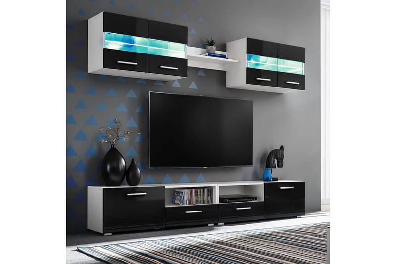 Tessitore TV-möbelset LED-belysning 5 Delar - Svart - Möbler - Vardagsrum - Tv-möbler & mediamöbler - Tv-möbelset