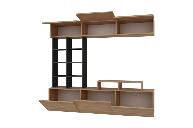 TONYA Mediaförvaring Teak/Svart - Teak/Svart - Möbler - Vardagsrum - Tv-möbler & mediamöbler - Tv-möbelset