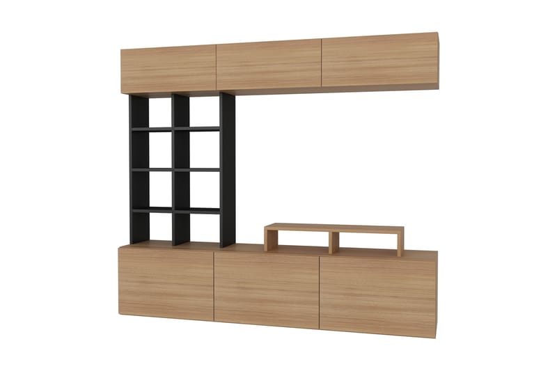 TONYA Mediaförvaring Teak/Svart - Teak/Svart - Möbler - Vardagsrum - Tv-möbler & mediamöbler - Tv-möbelset