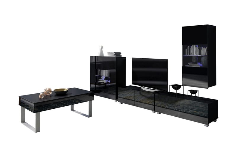 TRACEY TV-möbelset - Svart/Vit Led-Belysning - Möbler - Vardagsrum - Tv-möbler & mediamöbler - Tv-möbelset