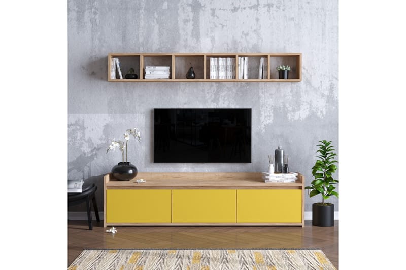 TV-möbelset 35x150 cm - Natur/Gul - Möbler - Vardagsrum - Tv-möbler & mediamöbler - Tv-möbelset