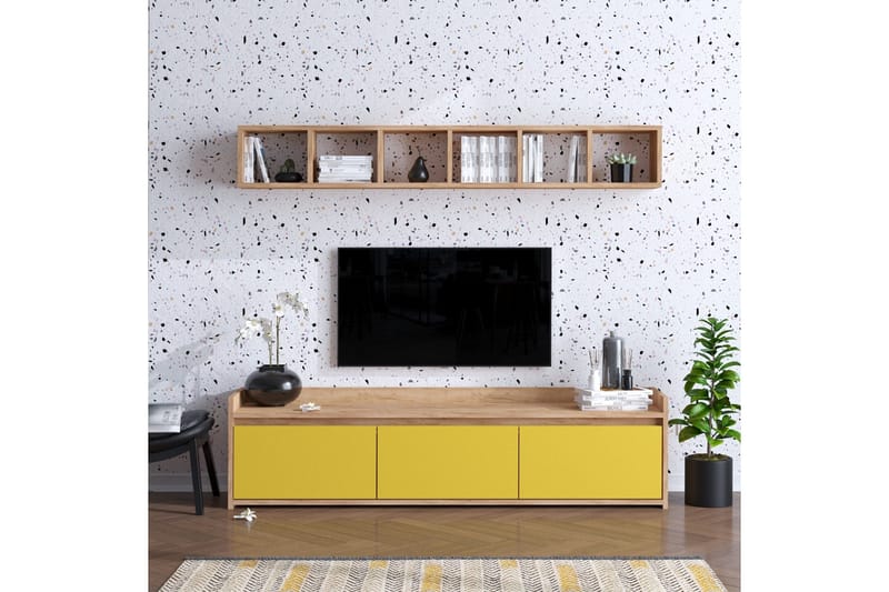 TV-möbelset 35x150 cm - Natur/Gul - Möbler - Vardagsrum - Tv-möbler & mediamöbler - Tv-möbelset