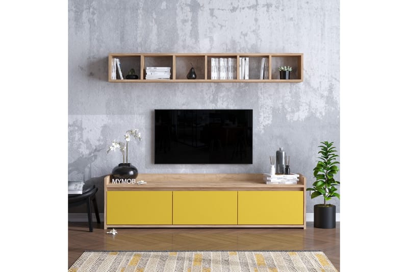 TV-möbelset 35x150 cm - Natur/Gul - Möbler - Vardagsrum - Tv-möbler & mediamöbler - Tv-möbelset