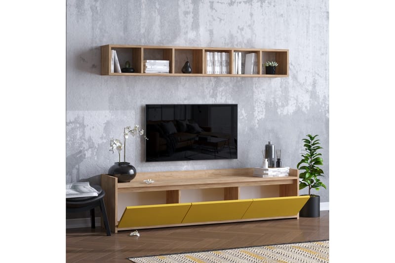 TV-möbelset 35x150 cm - Natur/Gul - Möbler - Vardagsrum - Tv-möbler & mediamöbler - Tv-möbelset