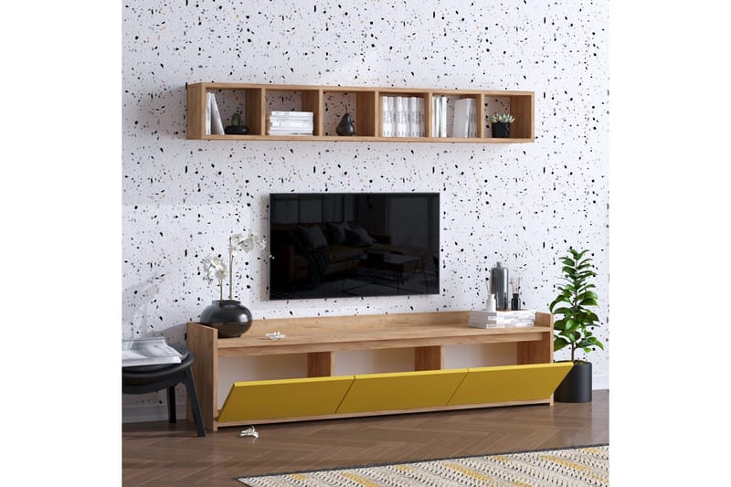 TV-möbelset 35x150 cm - Natur/Gul - Möbler - Vardagsrum - Tv-möbler & mediamöbler - Tv-möbelset