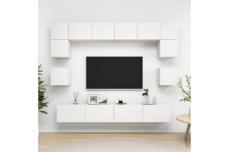 TV-skåp 8 delar vit spånskiva - Vit - Möbler - Vardagsrum - Tv-möbler & mediamöbler - Tv-möbelset