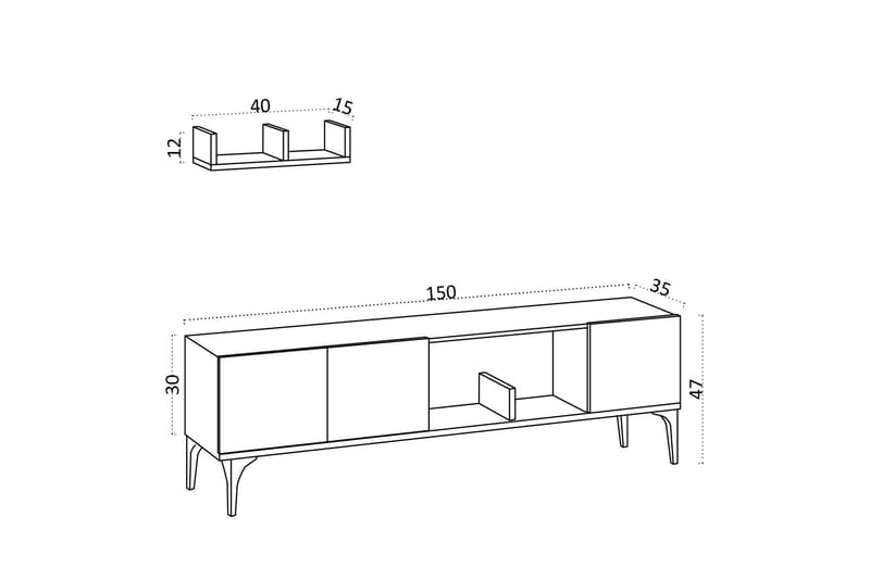 UKHAND Tv-möbelset 150x47 cm Blå - Tv-möbelset