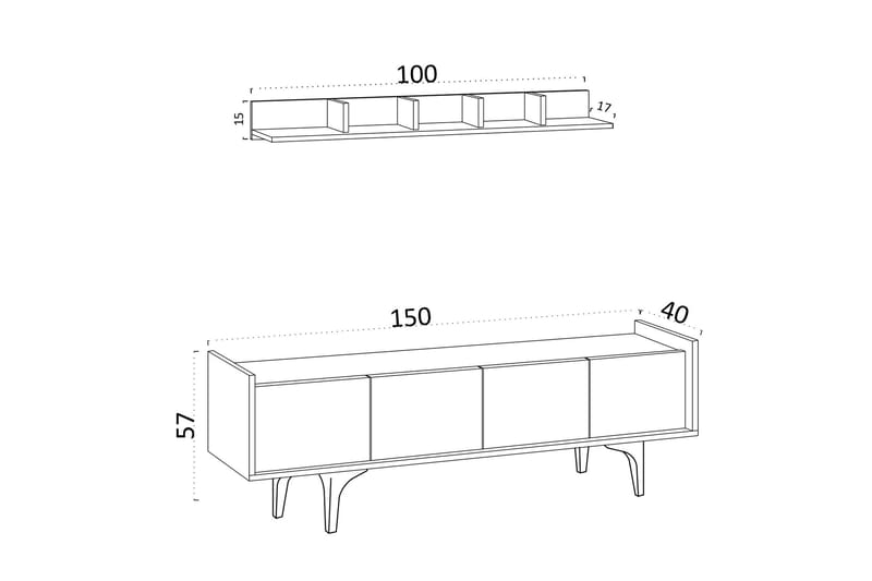 UKHAND Tv-möbelset 150x57 cm Blå - Tv-möbelset