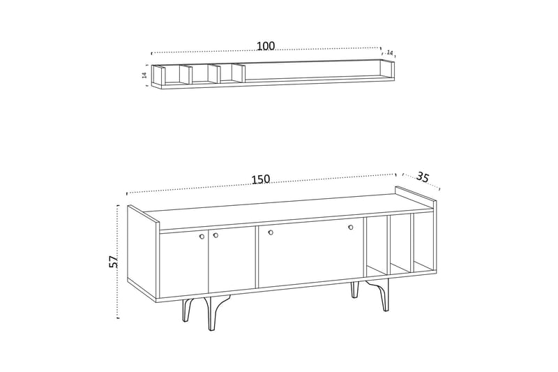 UKHAND Tv-möbelset 150x57 cm Vit - Tv-möbelset