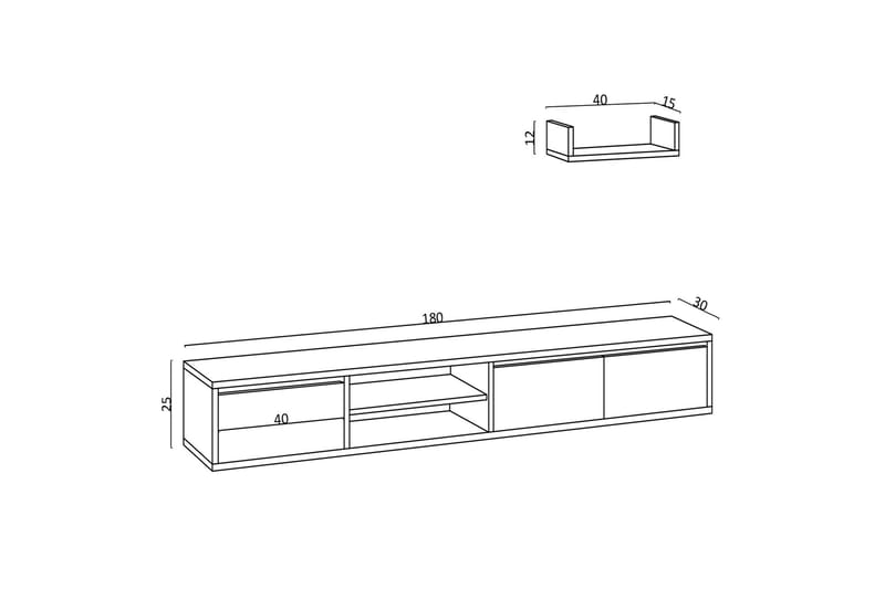 UKHAND Tv-möbelset 180x25 cm Blå - Tv-möbelset