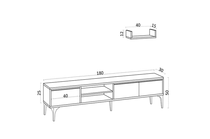 UKHAND Tv-möbelset 180x50 cm Vit - Tv-möbelset