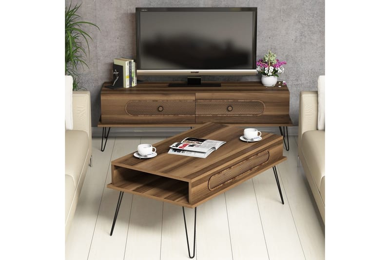 VARRED TV-Möbelset 145 cm Brun - Brun - Möbler - Vardagsrum - Tv-möbler & mediamöbler - Tv-möbelset
