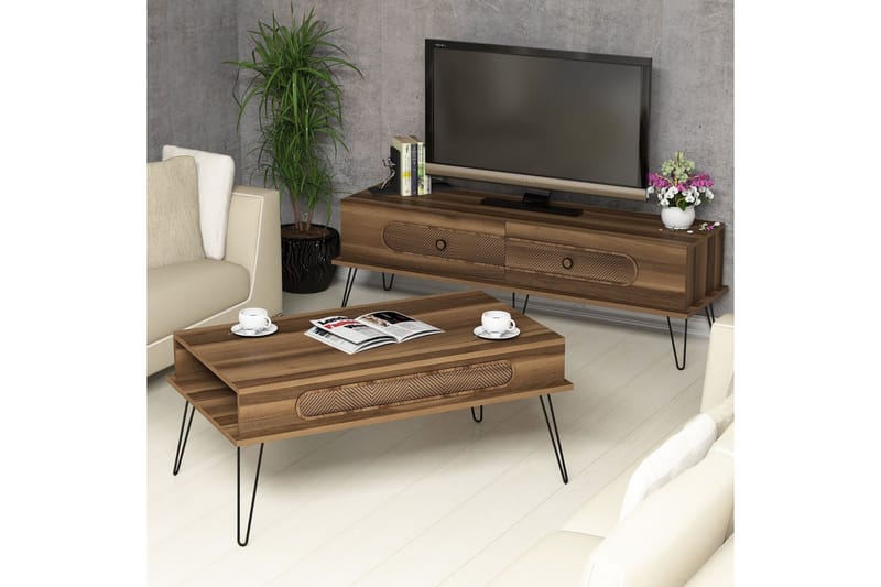 VARRED TV-Möbelset 145 cm Brun - Brun - Möbler - Vardagsrum - Tv-möbler & mediamöbler - Tv-möbelset