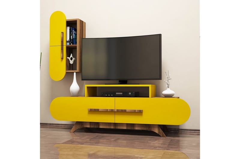 VARRED TV-Möbelset 145 cm Brun/Gul - Möbler - Vardagsrum - Tv-möbler & mediamöbler - Tv-möbelset