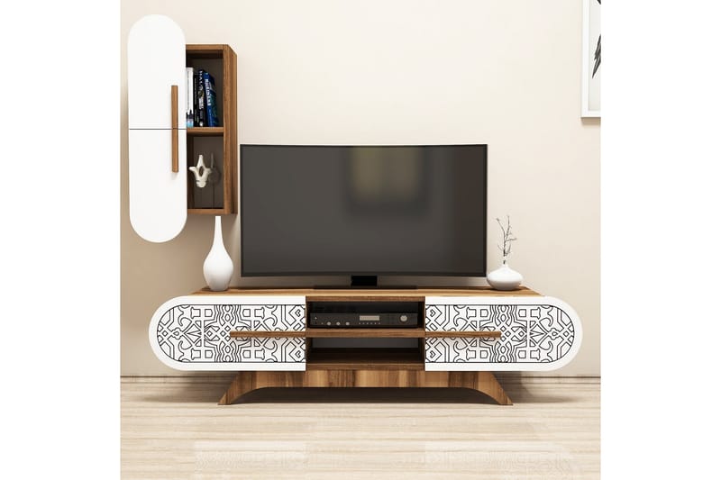 VARRED TV-Möbelset 145 cm Brun/Vit - Möbler - Vardagsrum - Tv-möbler & mediamöbler - Tv-möbelset