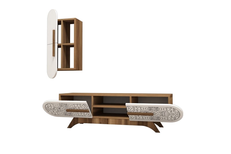VARRED TV-Möbelset 145 cm Brun/Vit - Möbler - Vardagsrum - Tv-möbler & mediamöbler - Tv-möbelset