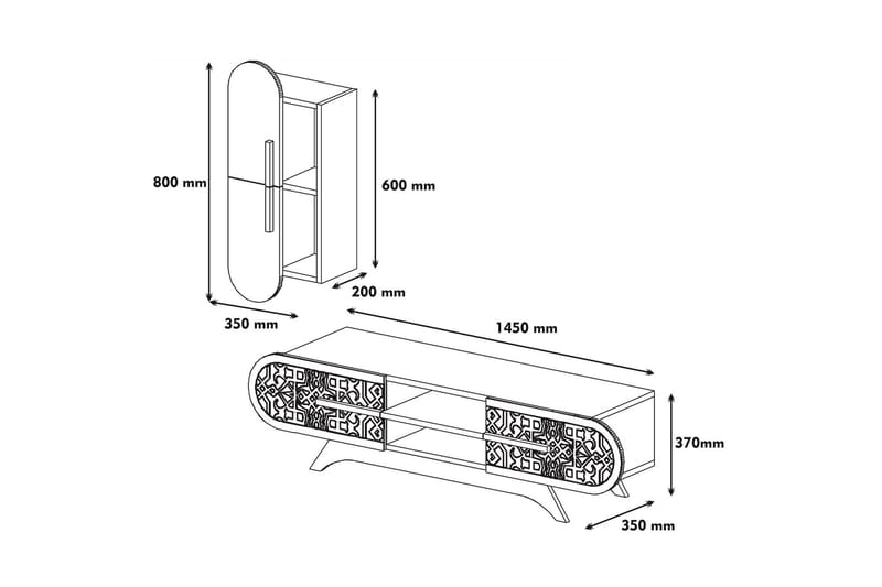 VARRED TV-Möbelset 145 cm Brun/Vit - Möbler - Vardagsrum - Tv-möbler & mediamöbler - Tv-möbelset