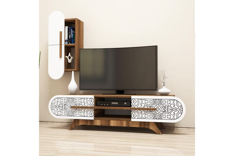 VARRED TV-Möbelset 145 cm Brun/Vit - Möbler - Vardagsrum - Tv-möbler & mediamöbler - Tv-möbelset
