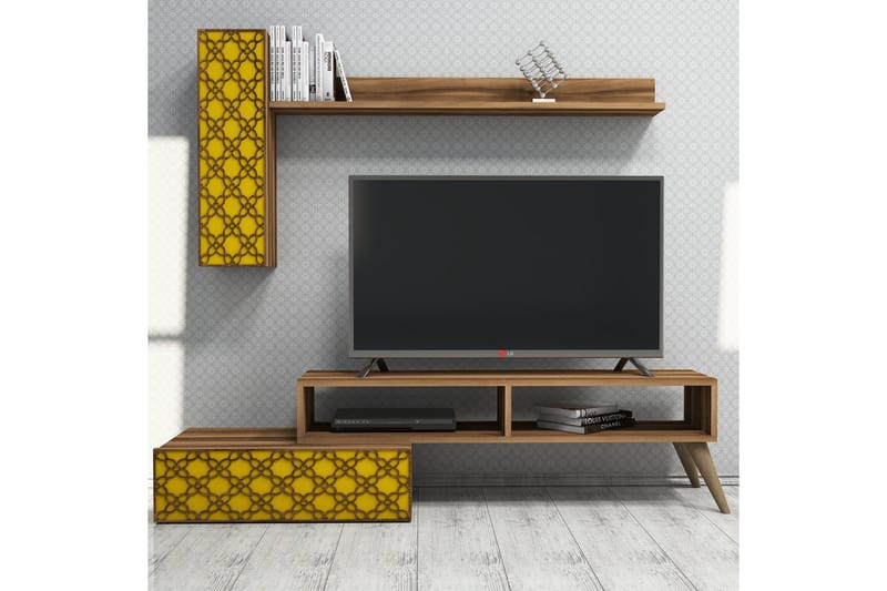 VARRED TV-Möbelset 150 cm Brun/Gul - Möbler - Vardagsrum - Tv-möbler & mediamöbler - Tv-möbelset