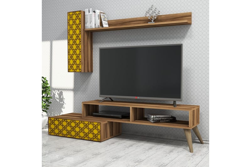 VARRED TV-Möbelset 150 cm Brun/Gul - Möbler - Vardagsrum - Tv-möbler & mediamöbler - Tv-möbelset