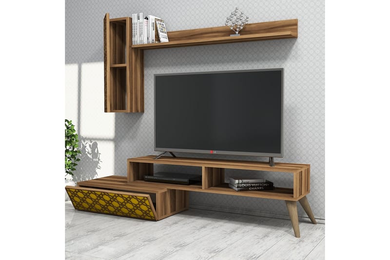 VARRED TV-Möbelset 150 cm Brun/Gul - Tv-möbelset