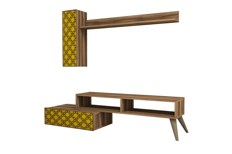 VARRED TV-Möbelset 150 cm Brun/Gul - Möbler - Vardagsrum - Tv-möbler & mediamöbler - Tv-möbelset
