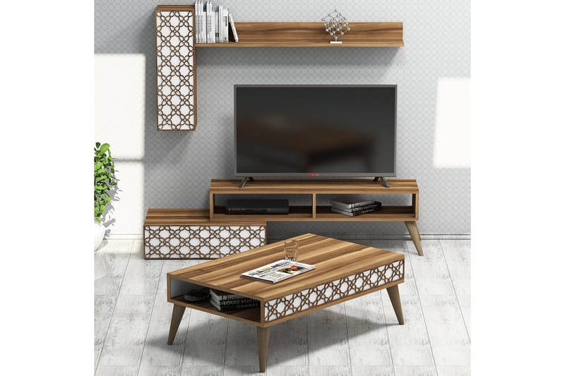 VARRED TV-Möbelset 150 cm Brun/Vit - Möbler - Vardagsrum - Tv-möbler & mediamöbler - Tv-möbelset