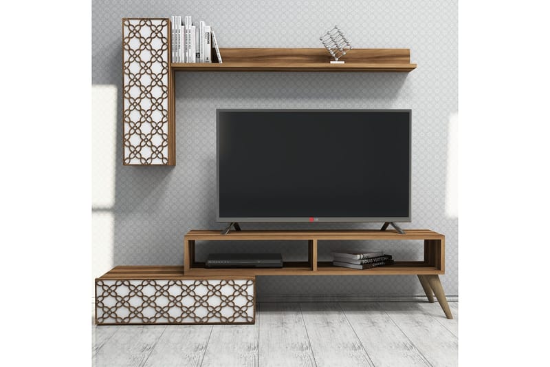 VARRED TV-Möbelset 150 cm Brun/Vit - Möbler - Vardagsrum - Tv-möbler & mediamöbler - Tv-möbelset