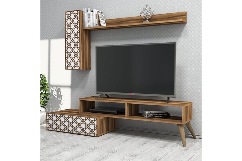 VARRED TV-Möbelset 150 cm Brun/Vit - Möbler - Vardagsrum - Tv-möbler & mediamöbler - Tv-möbelset