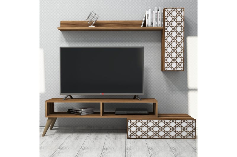 VARRED TV-Möbelset 150 cm Brun/Vit - Möbler - Vardagsrum - Tv-möbler & mediamöbler - Tv-möbelset