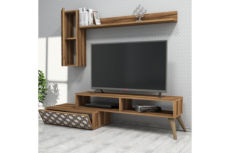 VARRED TV-Möbelset 150 cm Brun/Vit - Möbler - Vardagsrum - Tv-möbler & mediamöbler - Tv-möbelset