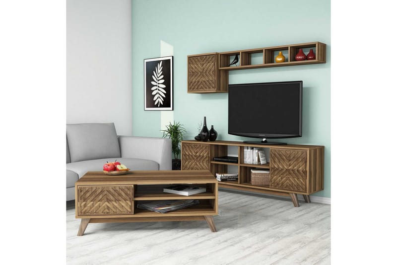 VARRED TV-Möbelset 160 cm Brun - Ek/Brun - Möbler - Vardagsrum - Tv-möbler & mediamöbler - Tv-möbelset