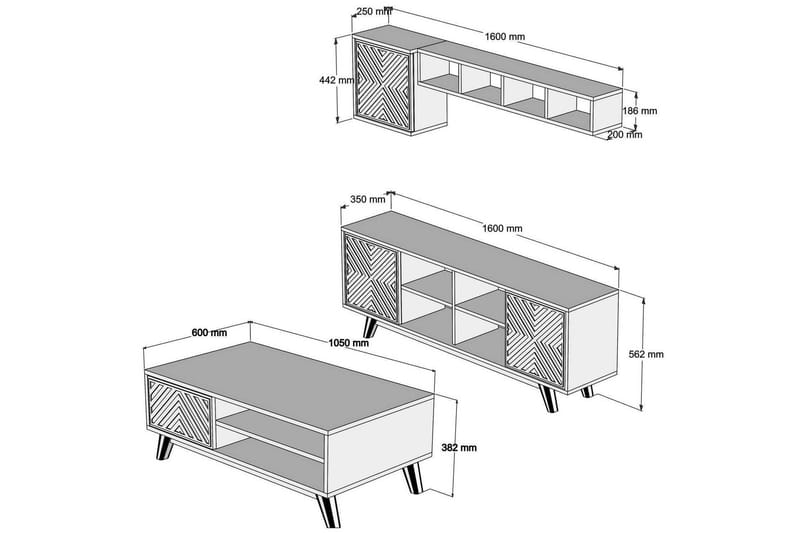 VARRED TV-Möbelset 160 cm Brun/Gul - Möbler - Vardagsrum - Tv-möbler & mediamöbler - Tv-möbelset