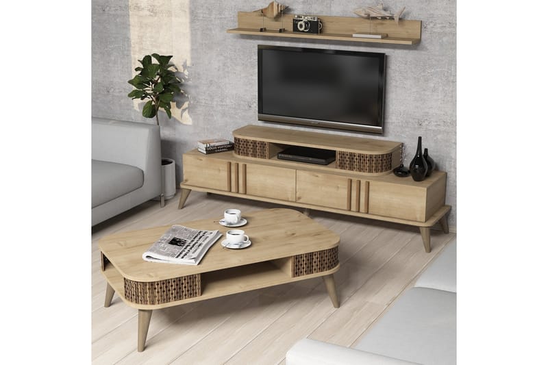 VARRED TV-Möbelset 168 cm Brun - Beige - Tv-möbelset