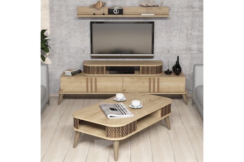 VARRED TV-Möbelset 168 cm Brun - Beige - Tv-möbelset