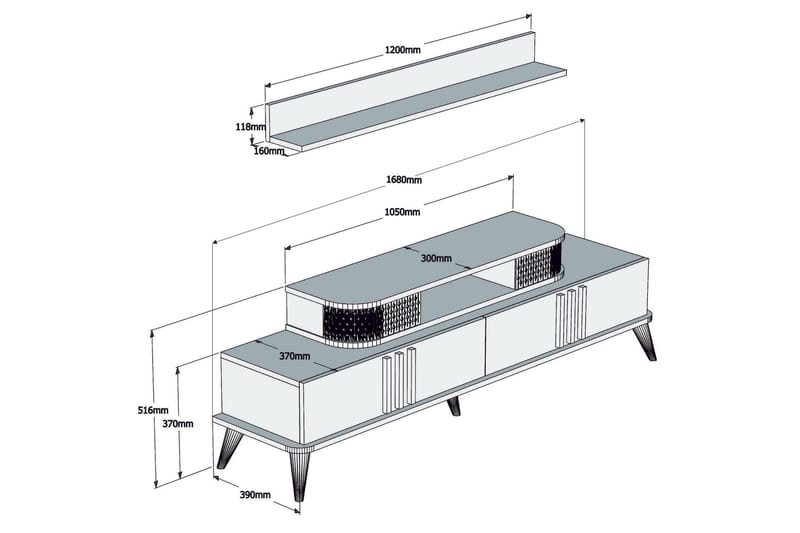 VARRED TV-Möbelset 168 cm Brun - Beige - Tv-möbelset