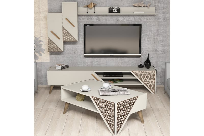 VARRED TV-Möbelset 180 cm Brun - Vit - Möbler - Vardagsrum - Tv-möbler & mediamöbler - Tv-möbelset