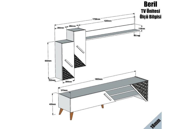 VARRED TV-Möbelset 180 cm Brun - Vit - Möbler - Vardagsrum - Tv-möbler & mediamöbler - Tv-möbelset
