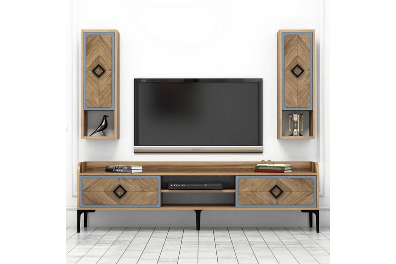 VARRED TV-Möbelset 180 cm Brun/Blå - Möbler - Vardagsrum - Tv-möbler & mediamöbler - Tv-möbelset