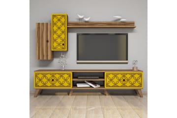 VARRED TV-Möbelset 180 cm Brun/Gul