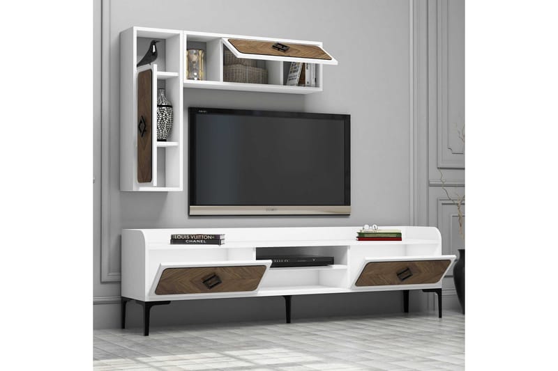 VARRED TV-Möbelset 180 cm Vit/Brun - Tv-möbelset