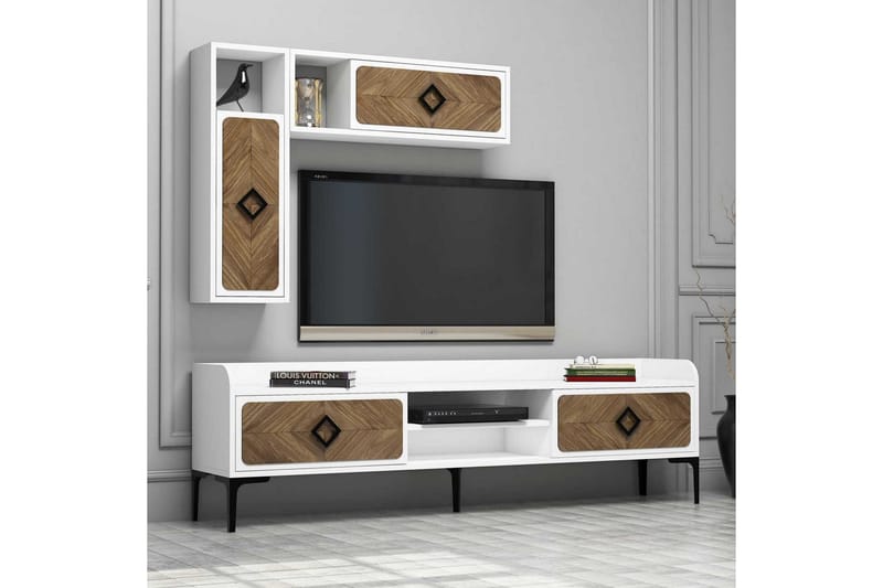 VARRED TV-Möbelset 180 cm Vit/Brun - Möbler - Vardagsrum - Tv-möbler & mediamöbler - Tv-möbelset