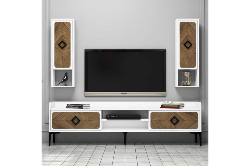 VARRED TV-Möbelset 180 cm Vit/Brun - Möbler - Vardagsrum - Tv-möbler & mediamöbler - Tv-möbelset