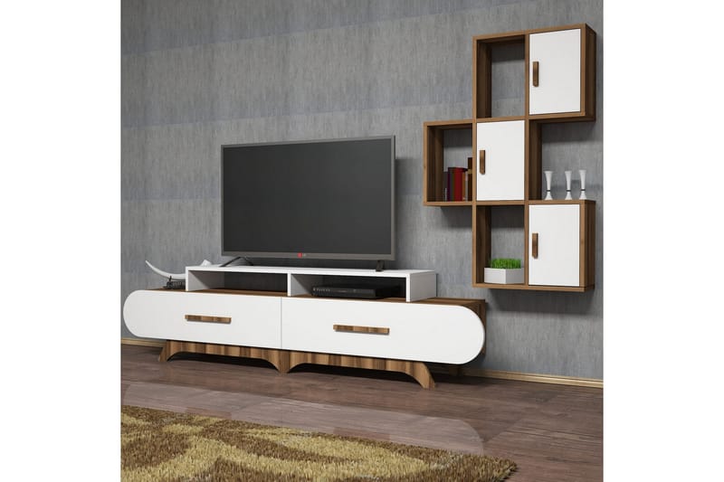 VARRED TV-Möbelset 205 cm Brun/Vit - Möbler - Vardagsrum - Tv-möbler & mediamöbler - Tv-möbelset