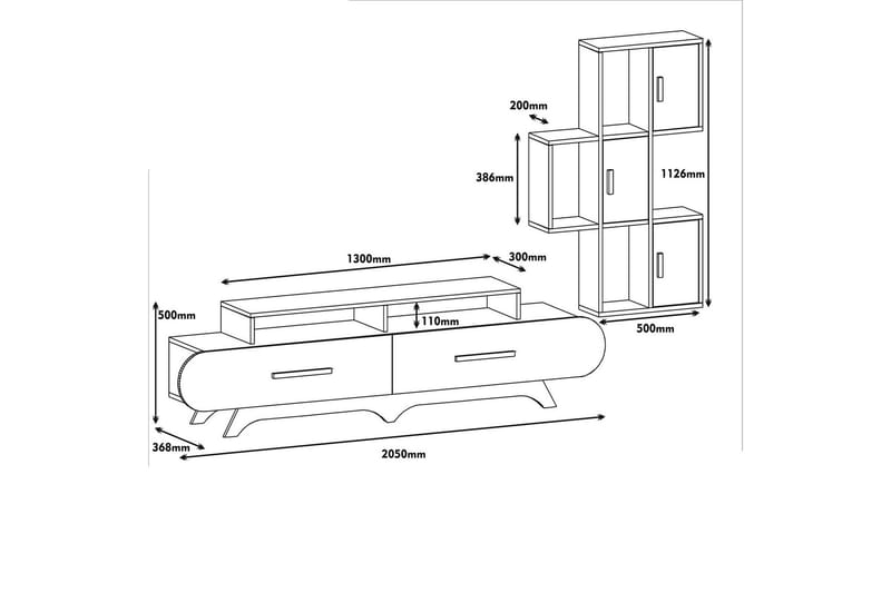 VARRED TV-Möbelset 205 cm Brun/Vit - Möbler - Vardagsrum - Tv-möbler & mediamöbler - Tv-möbelset