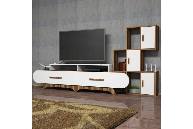 VARRED TV-Möbelset 205 cm Brun/Vit - Möbler - Vardagsrum - Tv-möbler & mediamöbler - Tv-möbelset