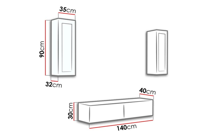 Vasil TV-möbelset 210x40x180 cm - Svart/Vit - Möbler - Vardagsrum - Tv-möbler & mediamöbler - Tv-möbelset