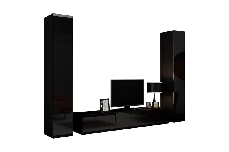 Vasil TV-möbelset 260x40x180 cm - Svart/Vit - Möbler - Vardagsrum - Tv-möbler & mediamöbler - Tv-möbelset