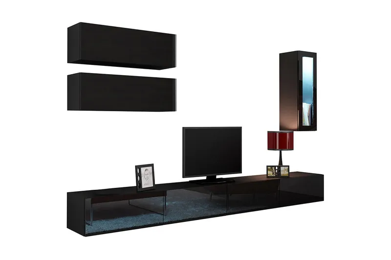 Vasil TV-möbelset 280x40x180 cm - Svart/Vit - Möbler - Vardagsrum - Tv-möbler & mediamöbler - Tv-möbelset
